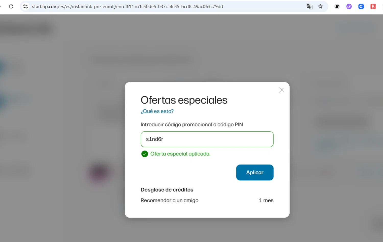 HP Instant Ink checkout page showing HP Instant Ink promo code box | Screenshot taken by SimplyCodes community member on Sep 27, 2025