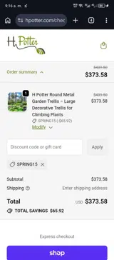 SPRING15 coupon verification screenshot
