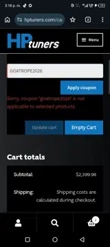 GOATROPE2026 coupon verification screenshot