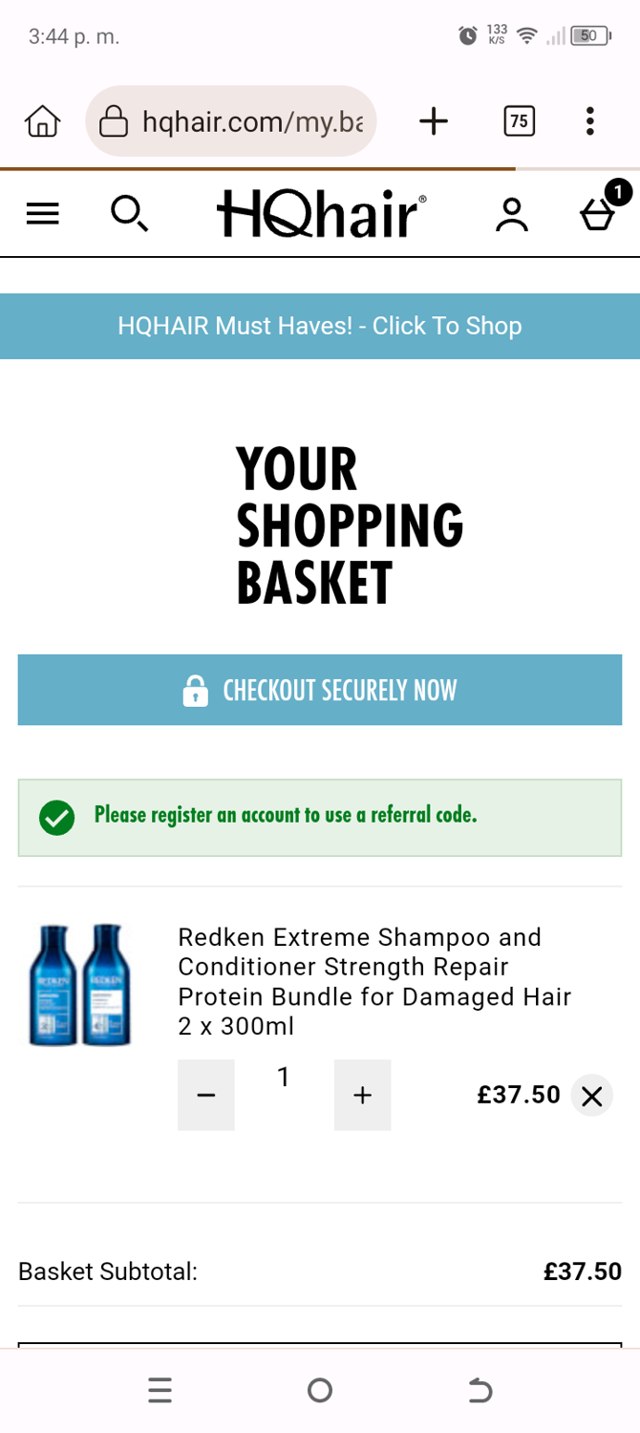 HQhair checkout page showing HQhair discount code box | Screenshot taken by SimplyCodes community member on Jun 20, 2025