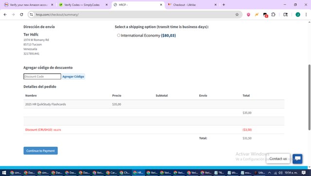 HRCP checkout page showing HRCP discount code box | Screenshot taken by SimplyCodes community member on Aug 3, 2025