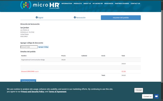 HRCP checkout page showing HRCP discount code box | Screenshot taken by SimplyCodes community member on Aug 17, 2025