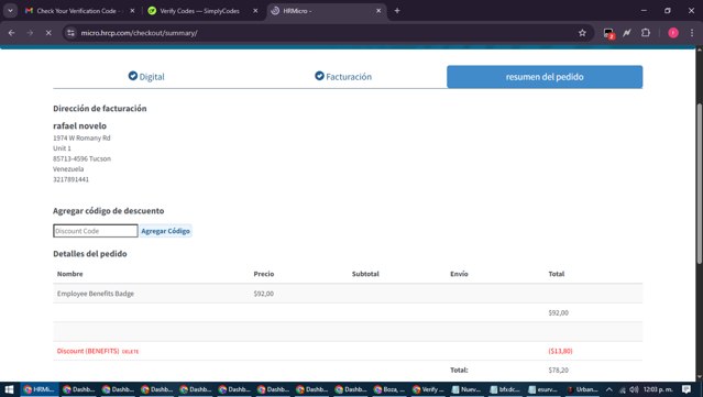 HRCP checkout page showing HRCP discount code box | Screenshot taken by SimplyCodes community member on Aug 25, 2025