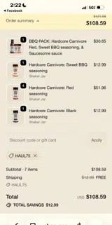 HAUL75 coupon verification screenshot