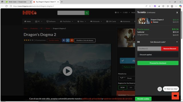 HRK checkout page showing HRK promo code box | Screenshot taken by SimplyCodes community member on Jul 12, 2025