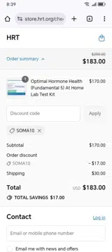 SOMA10 coupon verification screenshot