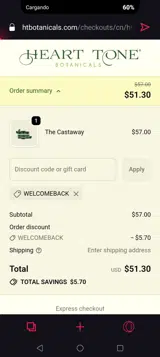 Heart Tone Botanicals coupon verification screenshot