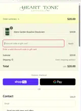 Heart Tone Botanicals coupon verification screenshot