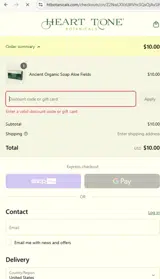 Heart Tone Botanicals coupon verification screenshot