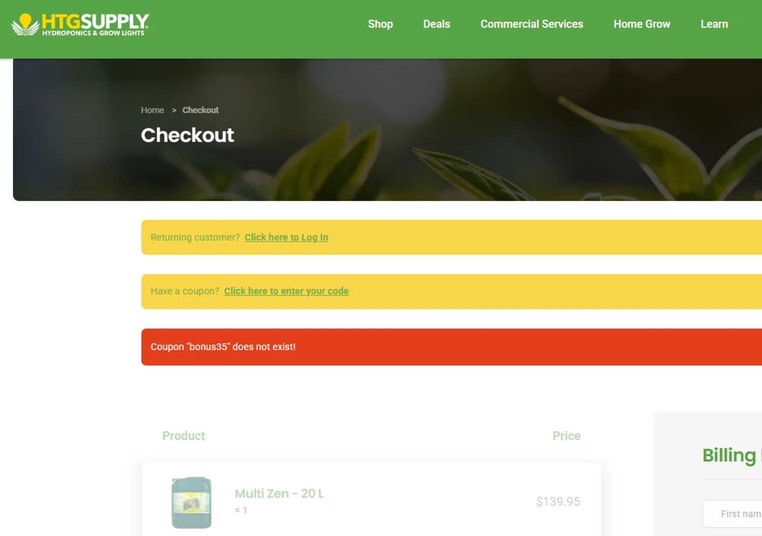 HTG Supply coupon code screenshot showing code bonus35 applied at HTG Supply checkout page. Uploaded by SimplyCodes community member edwardtoyo on Nov 12, 2025