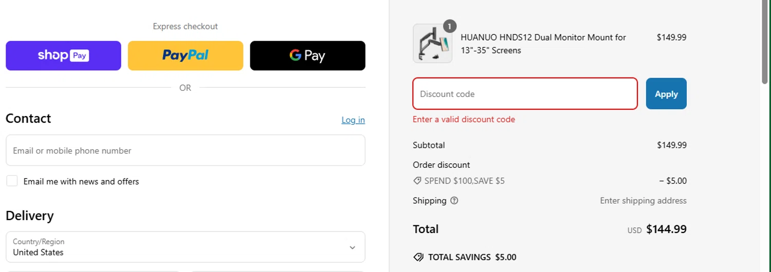 Huanuo coupon code screenshot showing code KONVIT20 applied at Huanuo checkout page. Uploaded by SimplyCodes community member chepipro on Mar 5, 2025
