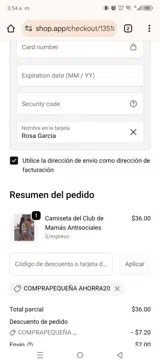 SHOPSMALLSAVE20 coupon verification screenshot