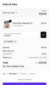 FIVEOFF coupon verification screenshot