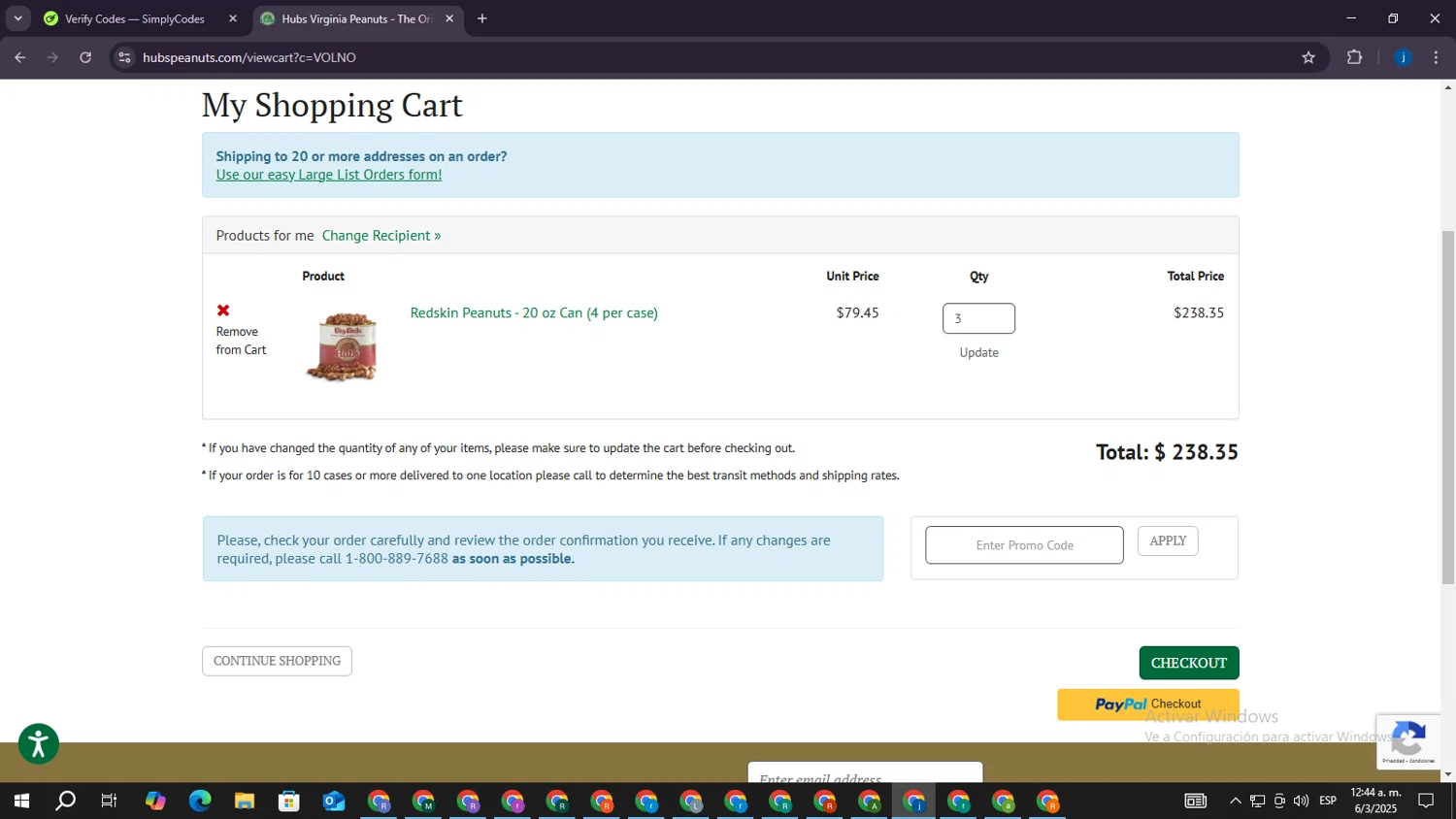 Hubs Peanuts promo code screenshot showing code WELCOME10 applied at Hubs Peanuts checkout page. Uploaded by SimplyCodes community member CrownElite7615 on Mar 6, 2025