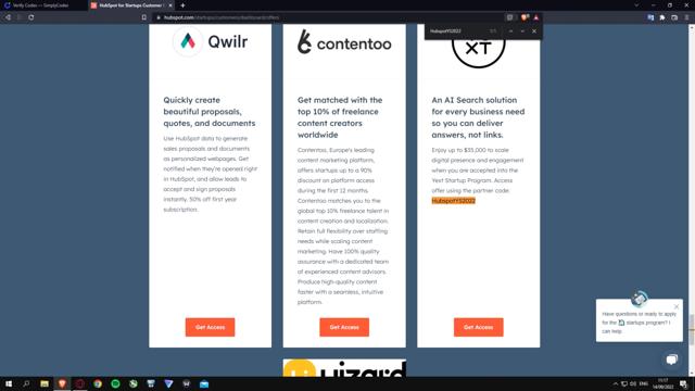 HubSpot checkout page showing HubSpot promo code box | Screenshot taken by SimplyCodes community member on Sep 14, 2022