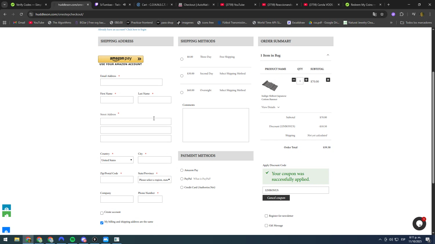 Huddleson promo code screenshot showing code LINBONUS applied at Huddleson checkout page. Uploaded by SimplyCodes community member SOOOOOOOOOOOOOOOOOOOOOOO on Oct 11, 2025
