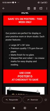 POSTER15 coupon verification screenshot