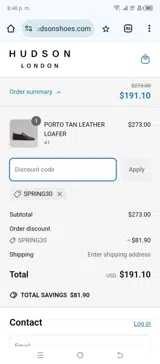 SPRING30 coupon verification screenshot