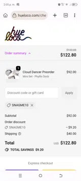 Hue Loco coupon verification screenshot