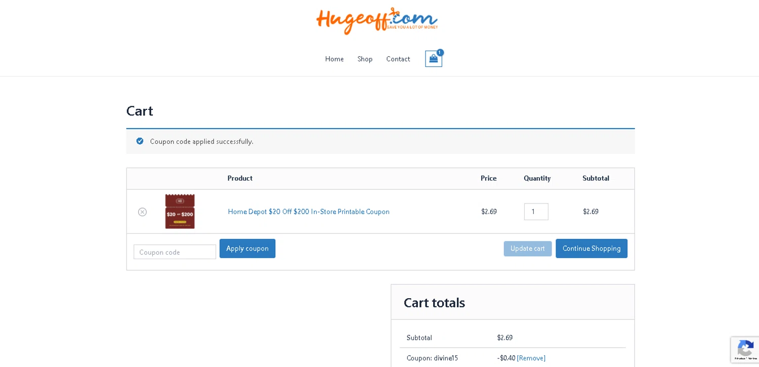 Hugeoff checkout page showing Hugeoff coupon code box | Screenshot taken by SimplyCodes community member on Dec 23, 2025