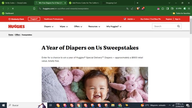 Huggies checkout page showing Huggies promo code box | Screenshot taken by SimplyCodes community member on Apr 25, 2024
