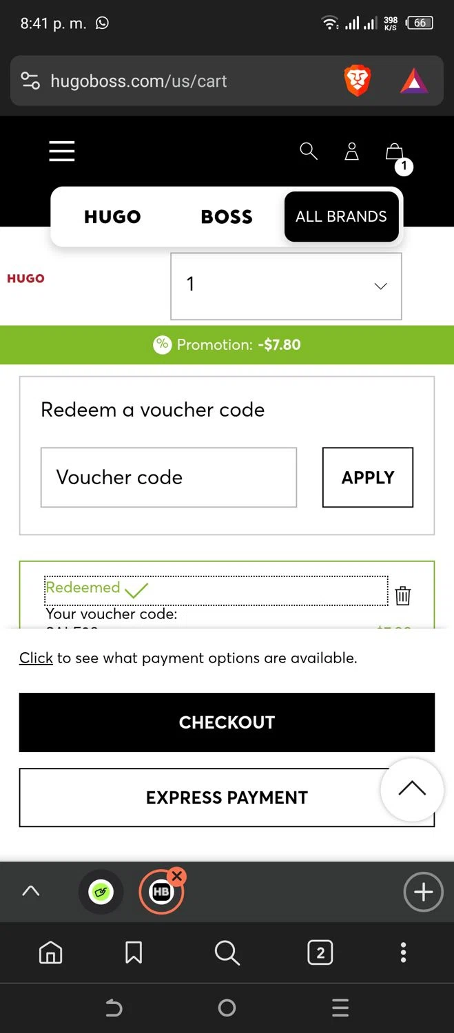 hugo boss voucher