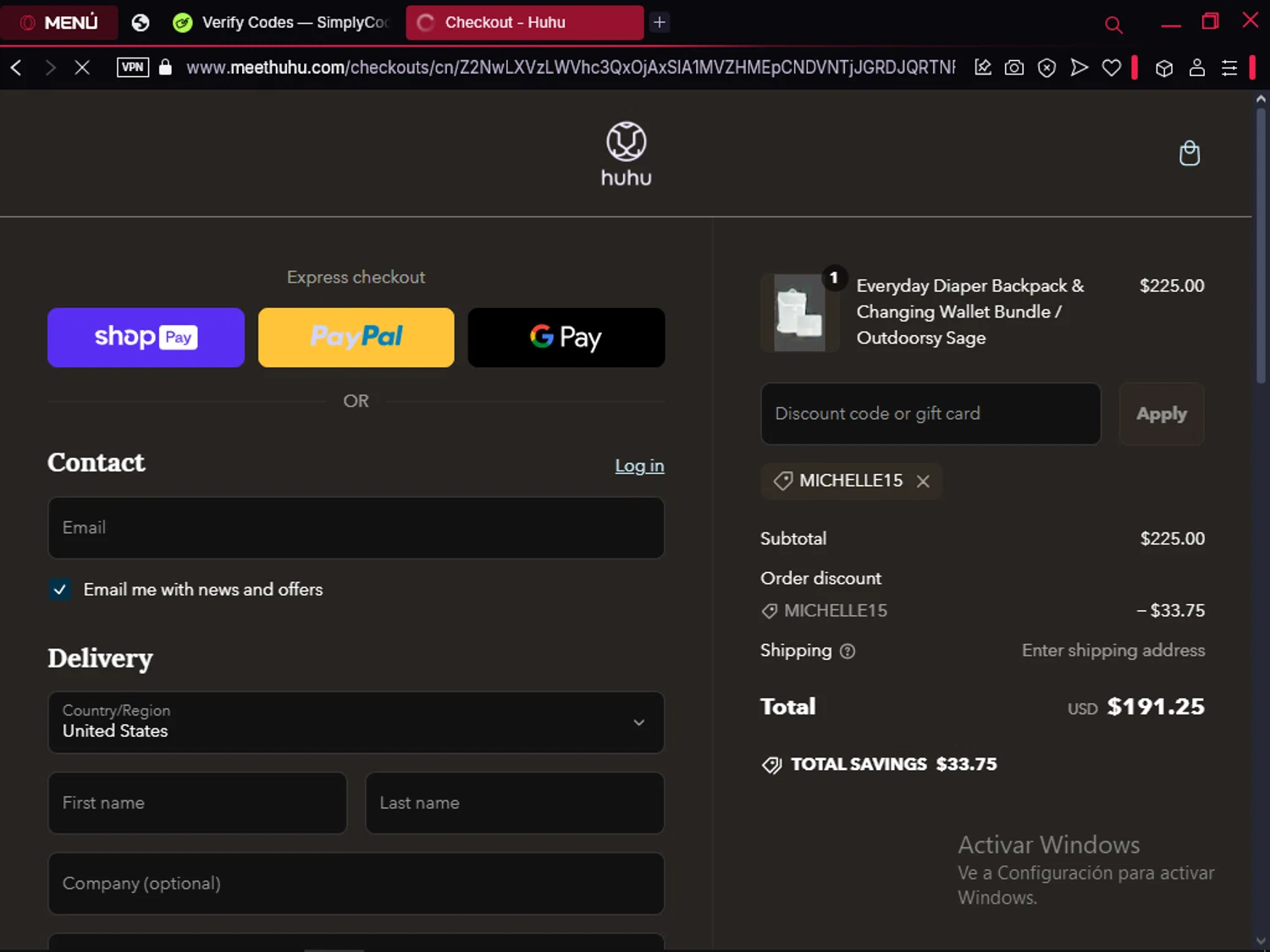 Huhu discount code screenshot showing code MICHELLE15 applied at Huhu checkout page. Uploaded by SimplyCodes community member LegendaryFox9861 on Mar 12, 2025