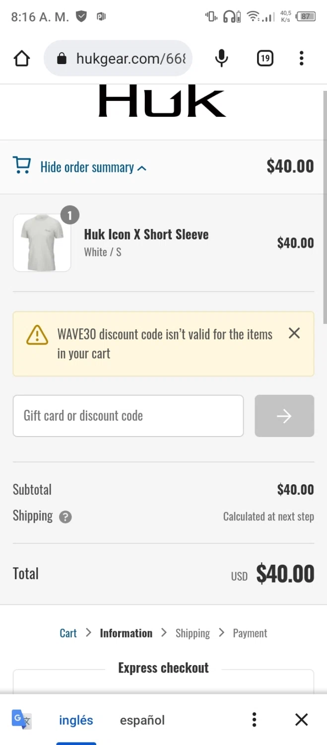 where to use Huk Gear promo code box