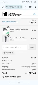 TODD15 coupon verification screenshot