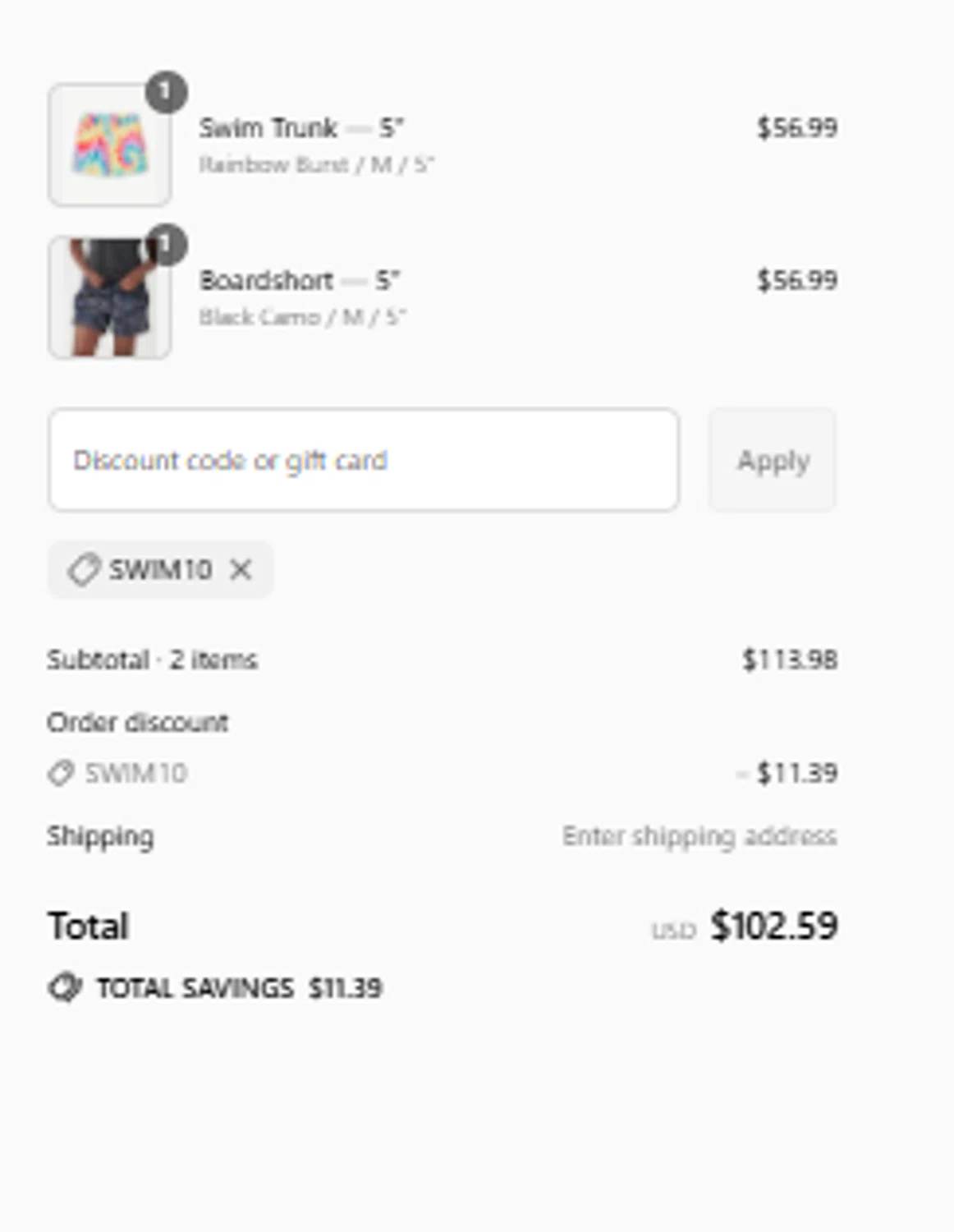 Humankind discount code screenshot showing code SWIM10 applied at Humankind checkout page. Uploaded by SimplyCodes community member CrownSleuth7125 on Sep 3, 2025