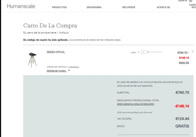 Humanscale checkout page showing Humanscale promo code box | Screenshot taken by SimplyCodes community member on Aug 26, 2025
