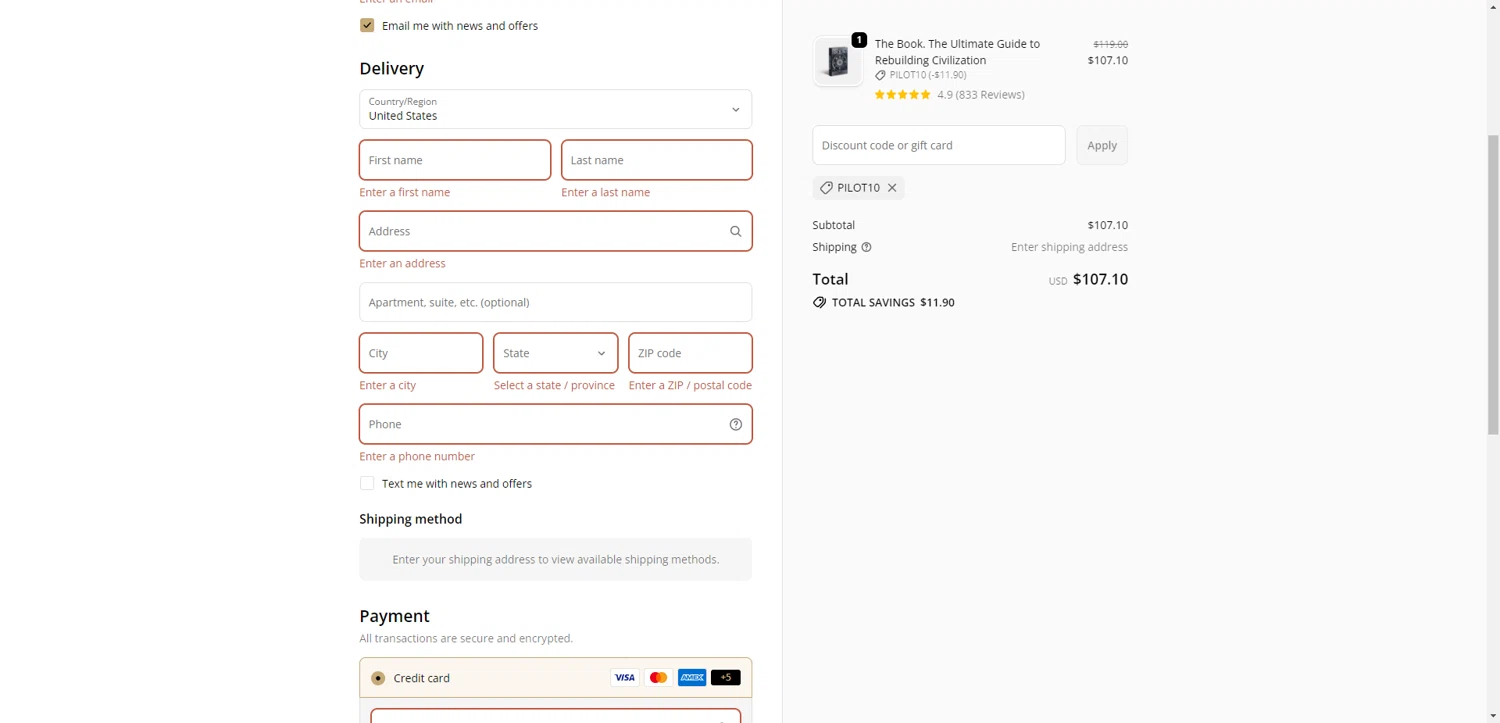 Hungry Minds Publishing promo code screenshot showing code PILOT10 applied at Hungry Minds Publishing checkout page. Uploaded by SimplyCodes community member TreasureKnight4134 on Dec 20, 2025