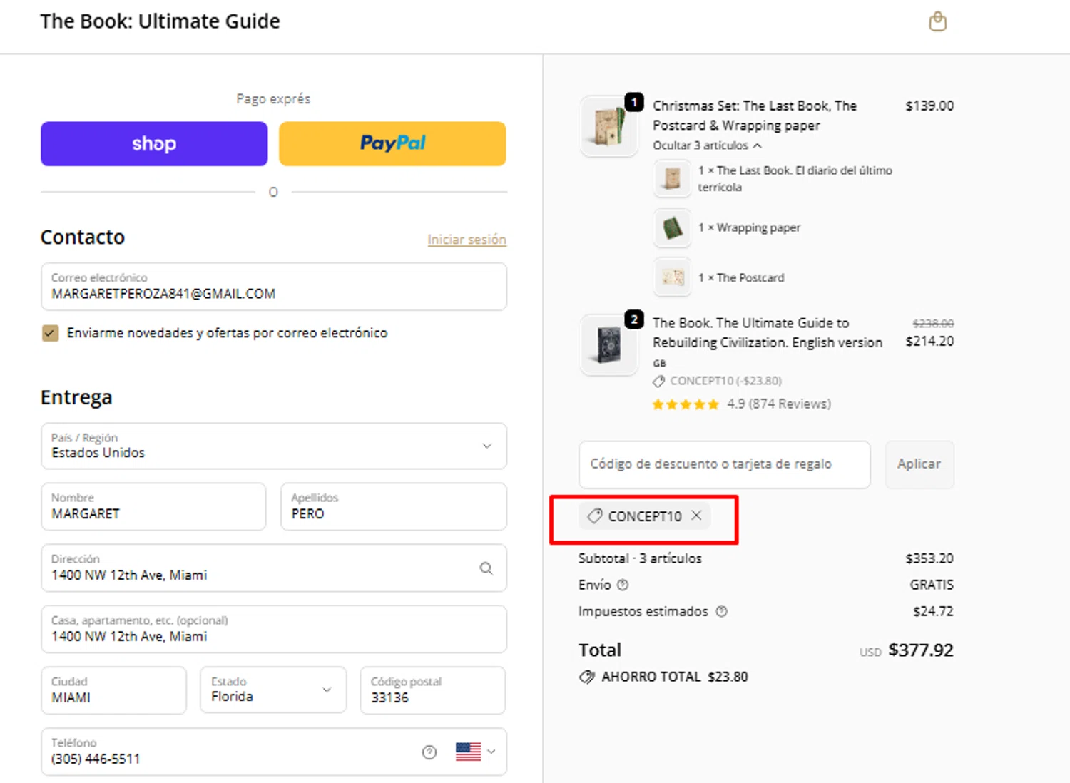 Hungry Minds Publishing promo code screenshot showing code CONCEPT10 applied at Hungry Minds Publishing checkout page. Uploaded by SimplyCodes community member SavingsTitan4239 on Dec 4, 2025