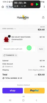 THANKS10 coupon verification screenshot