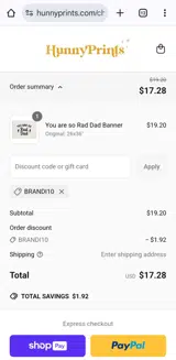 Hunny Prints coupon verification screenshot