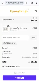 Hunny Prints coupon verification screenshot