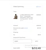 WCB15 coupon verification screenshot