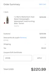 OTH15 coupon verification screenshot