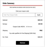 WCB15 coupon verification screenshot