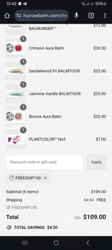 Hurraw! Balm coupon verification screenshot