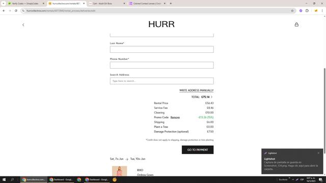 HURR Collective checkout page showing HURR Collective promo code box | Screenshot taken by SimplyCodes community member on May 16, 2025