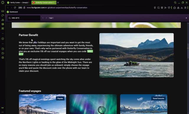 Hurtigruten checkout page showing Hurtigruten promo code box | Screenshot taken by SimplyCodes community member on Apr 28, 2025