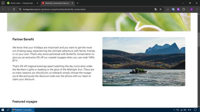 Hurtigruten checkout page showing Hurtigruten promo code box | Screenshot taken by SimplyCodes community member on Mar 1, 2025