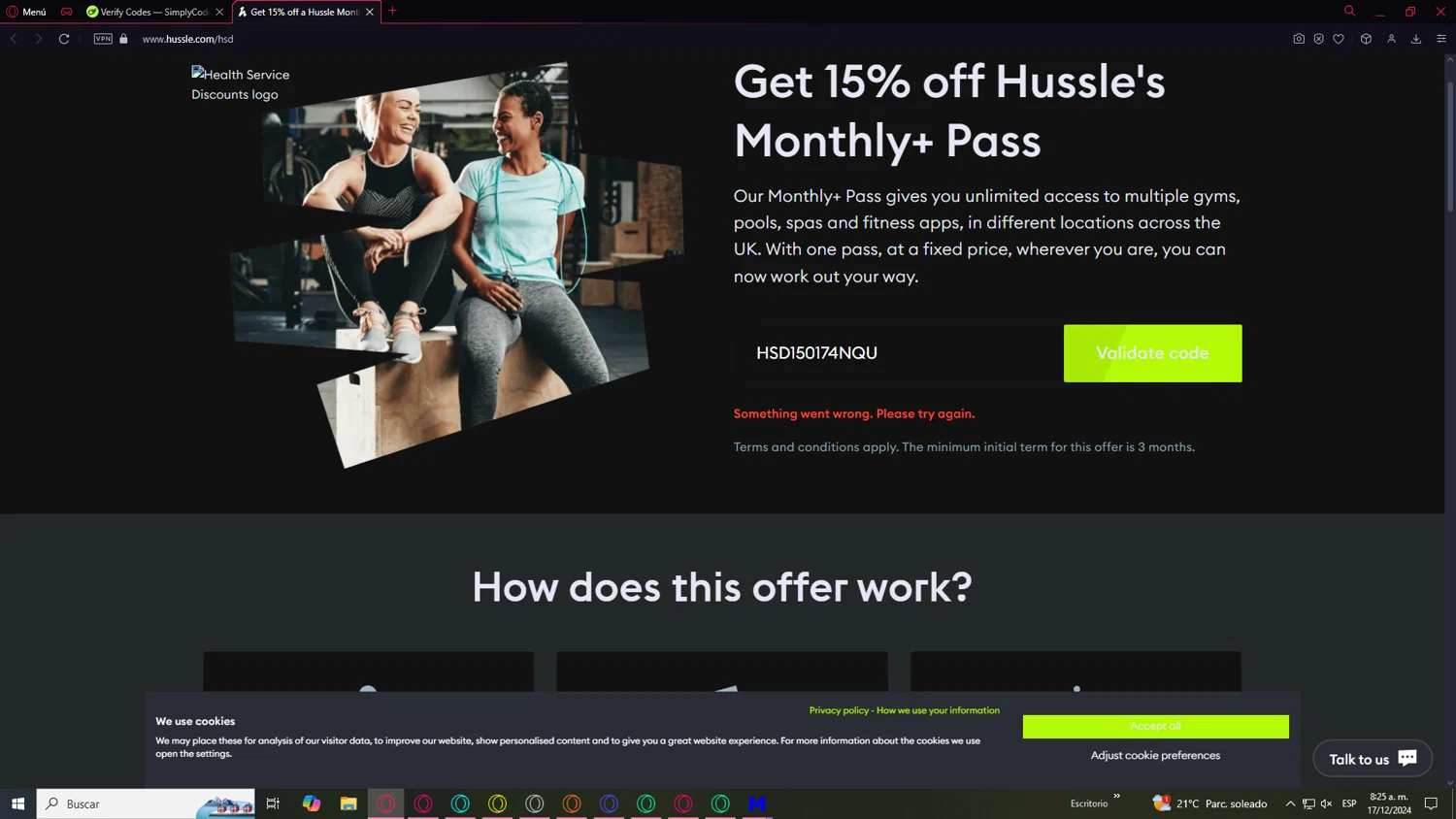 Hussle checkout page showing Hussle promo code box | Screenshot taken by SimplyCodes community member on Dec 17, 2024