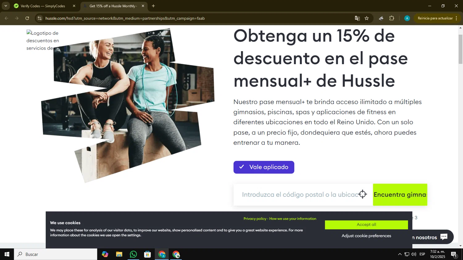 Hussle checkout page showing Hussle promo code box | Screenshot taken by SimplyCodes community member on Feb 10, 2025