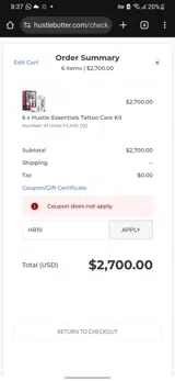 HB10 coupon verification screenshot