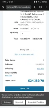 HVAC365 coupon verification screenshot