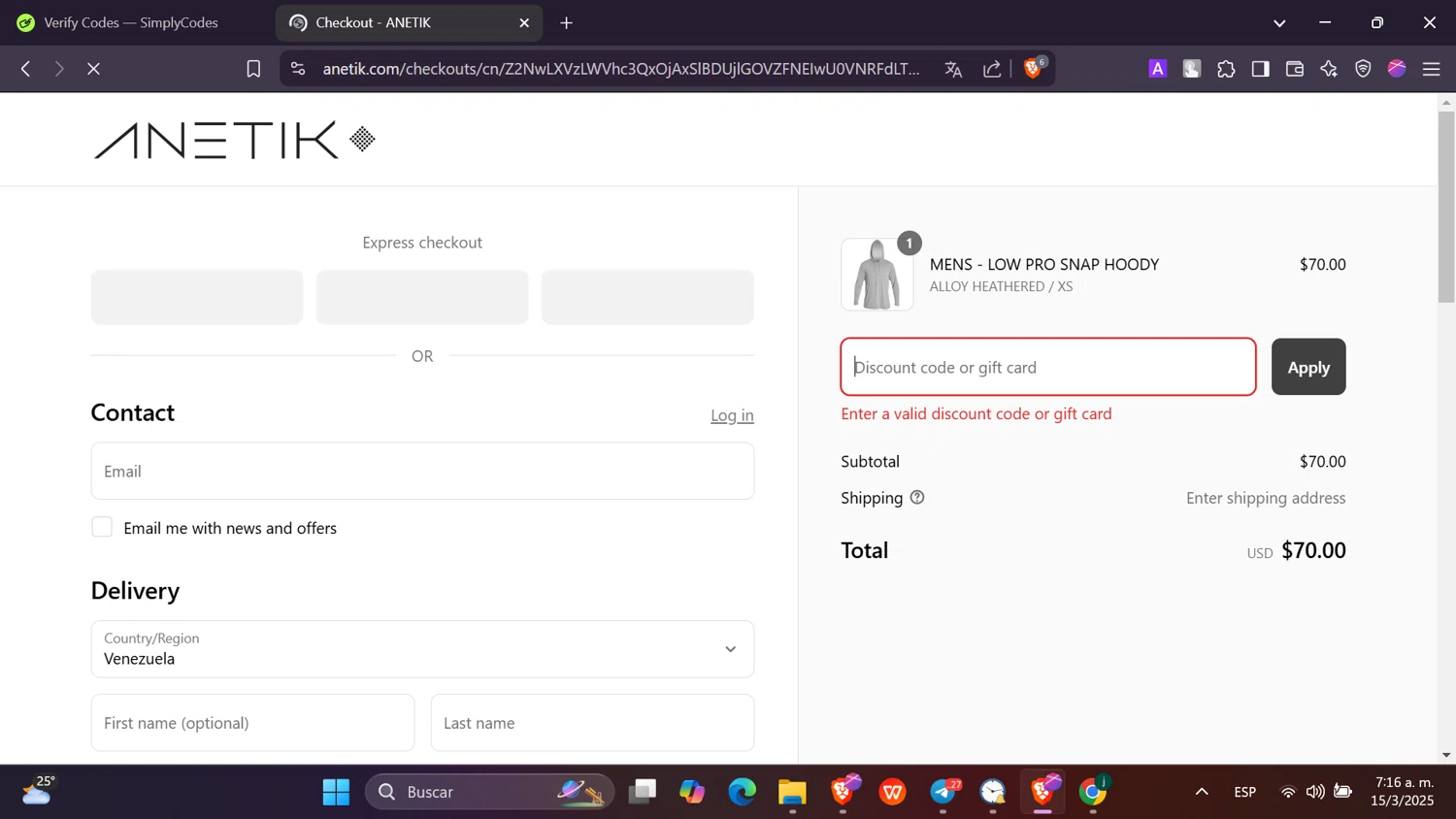 Hyatt Hotels and Resorts promo code screenshot showing code 10OFF applied at Hyatt Hotels and Resorts checkout page. Uploaded by SimplyCodes community member hanzell2 on Mar 15, 2025