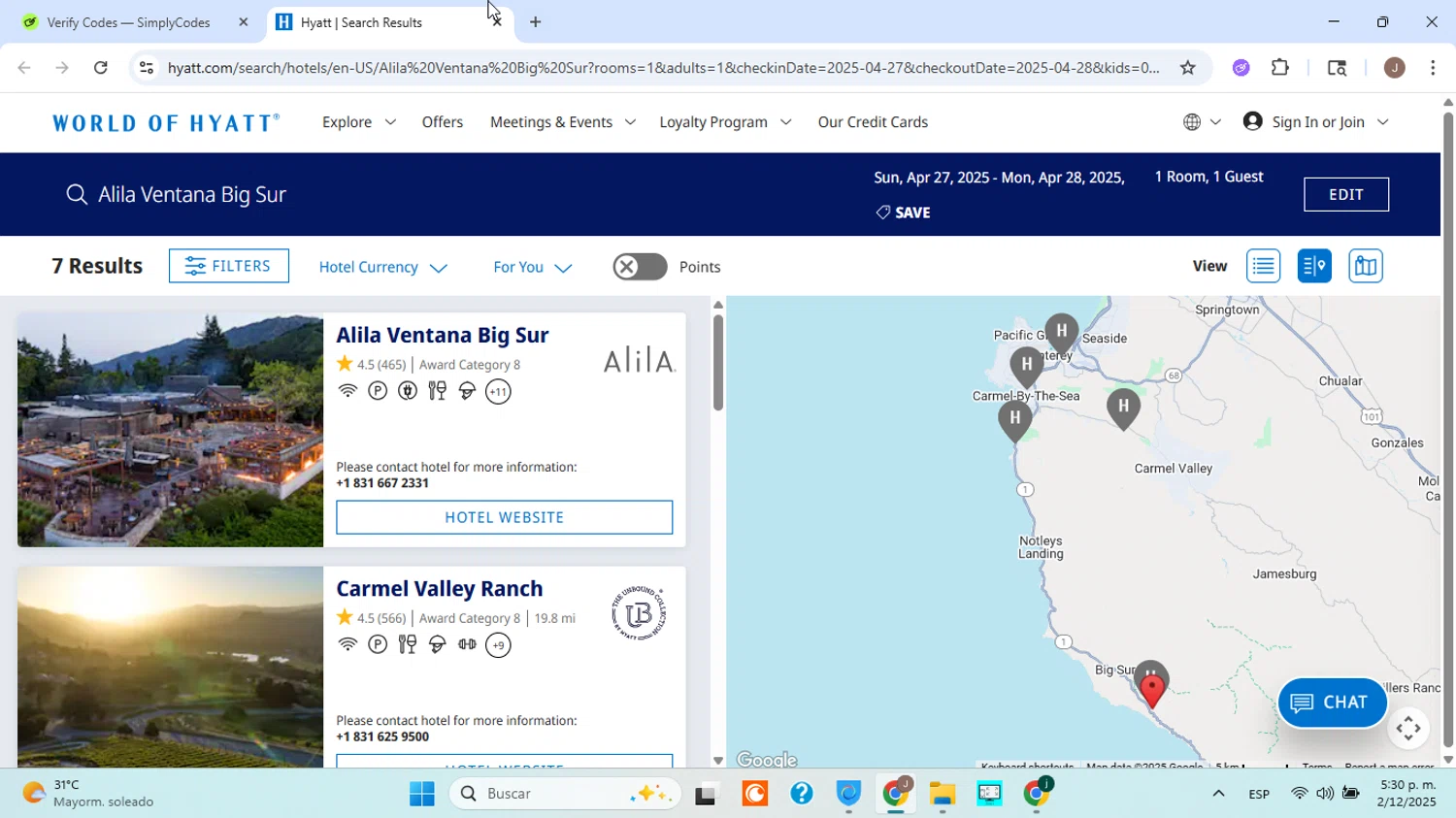 Hyatt Hotels and Resorts promo code screenshot showing code SAVE applied at Hyatt Hotels and Resorts checkout page. Uploaded by SimplyCodes community member jorgejavierherrera on Dec 2, 2025
