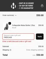 FREECASE coupon verification screenshot